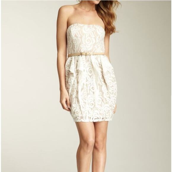 Jessica Simpson NWT $148 Ivory Lace Strapless Mini Dress SZ 6 - Picture 1 of 13